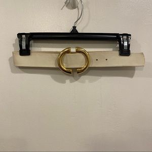 Vintage Christian Dior White Leather Belt Small